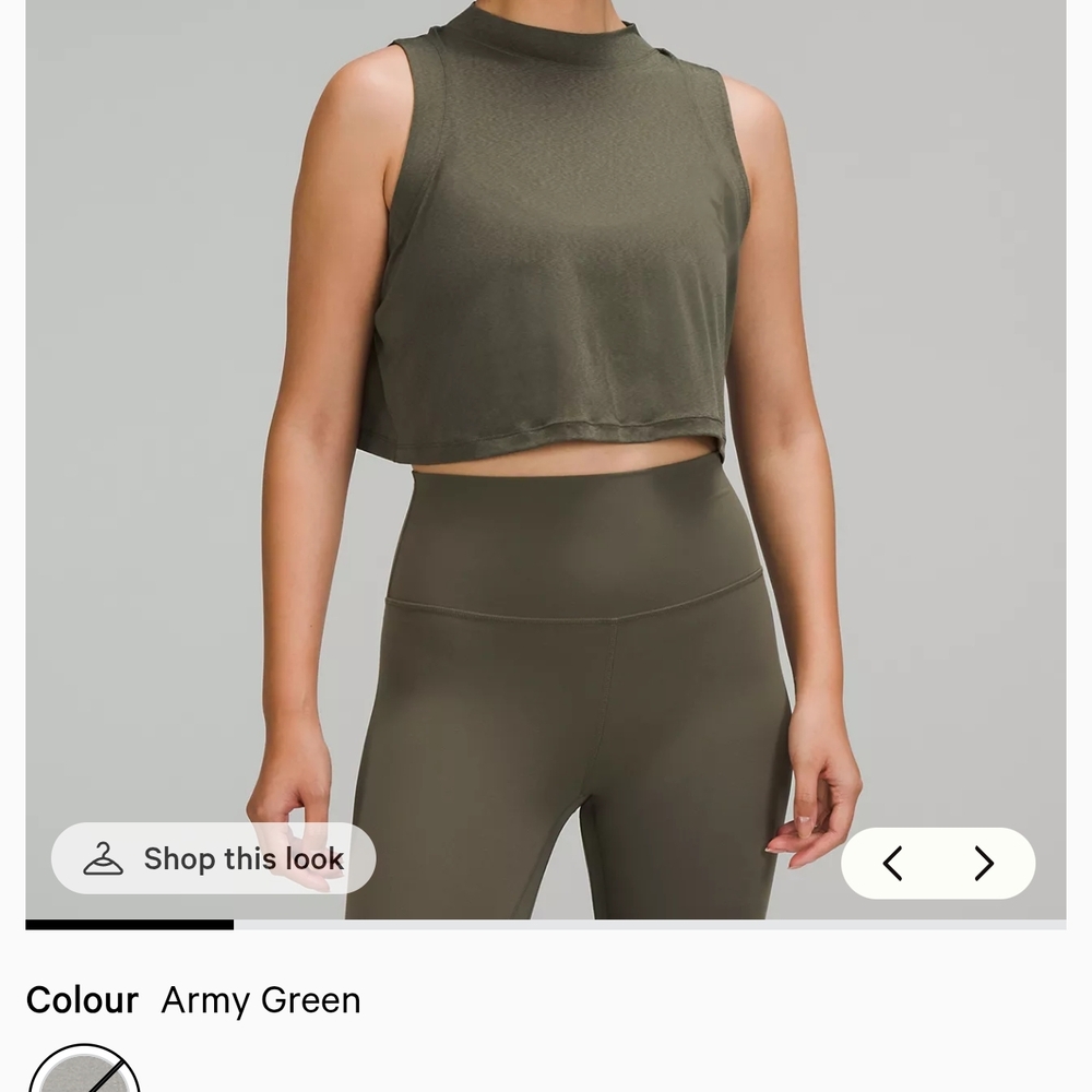 lululemon athletica Army Green Crop Top